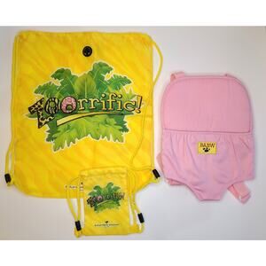 Build A Bear BABW Backpacks 2 Zoorrific Yellow Drawstring 1 Pink Plush Carrier